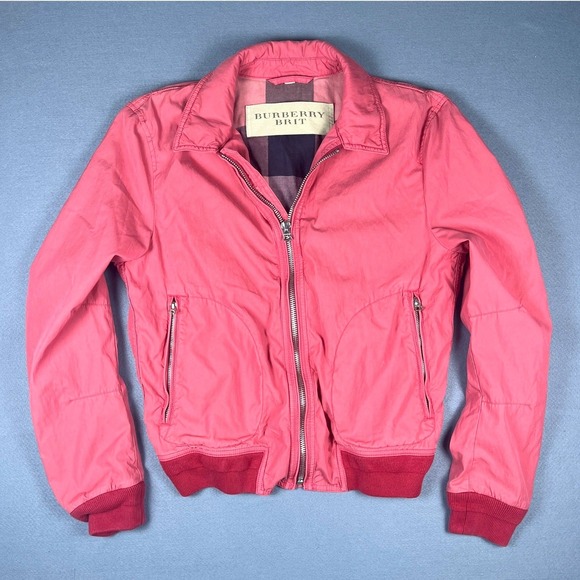 Burberry Brit Other - Burberry Brit Mens Bradford Salmon Pink Harrington Bomber Jacket Nova Check L